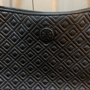 Tory Burch Marion Black Quilted Leather Tote